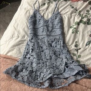 Abercrombie & Fitch Lace Mini Dress in Light Blue